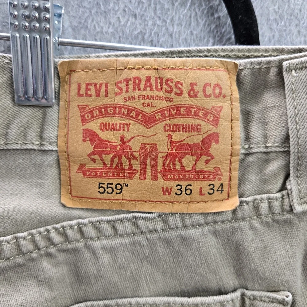 Levi's 559 Men Pants 36X34‎ Brown Relaxed Straight Button Rivet Twill 33